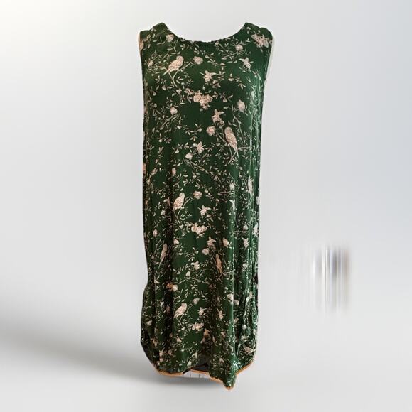 My Danielle, Green Floral/parrot Dress Wear Two Ways Summer Lightweight Large - Picture 1 of 8